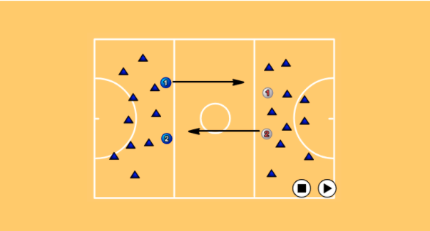 visual representation of the netball cone carrying drill